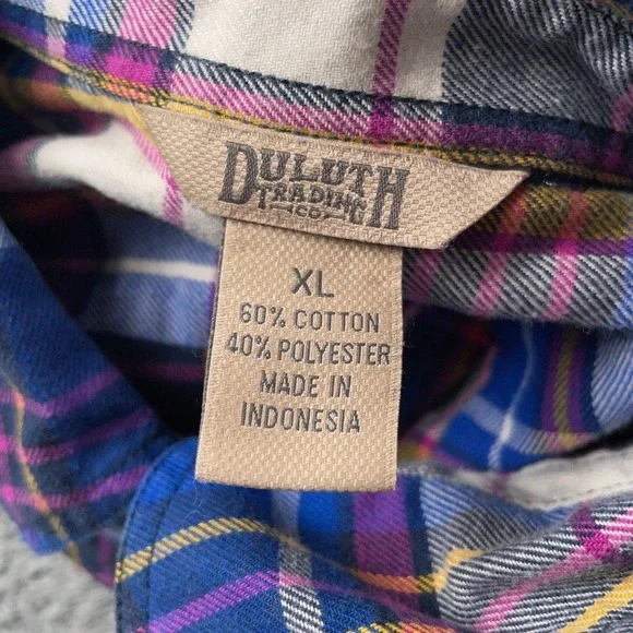 Duluth Trading Co Plaid Button-Up Women's Flannel Shirt Xl - Picture 7 of 9